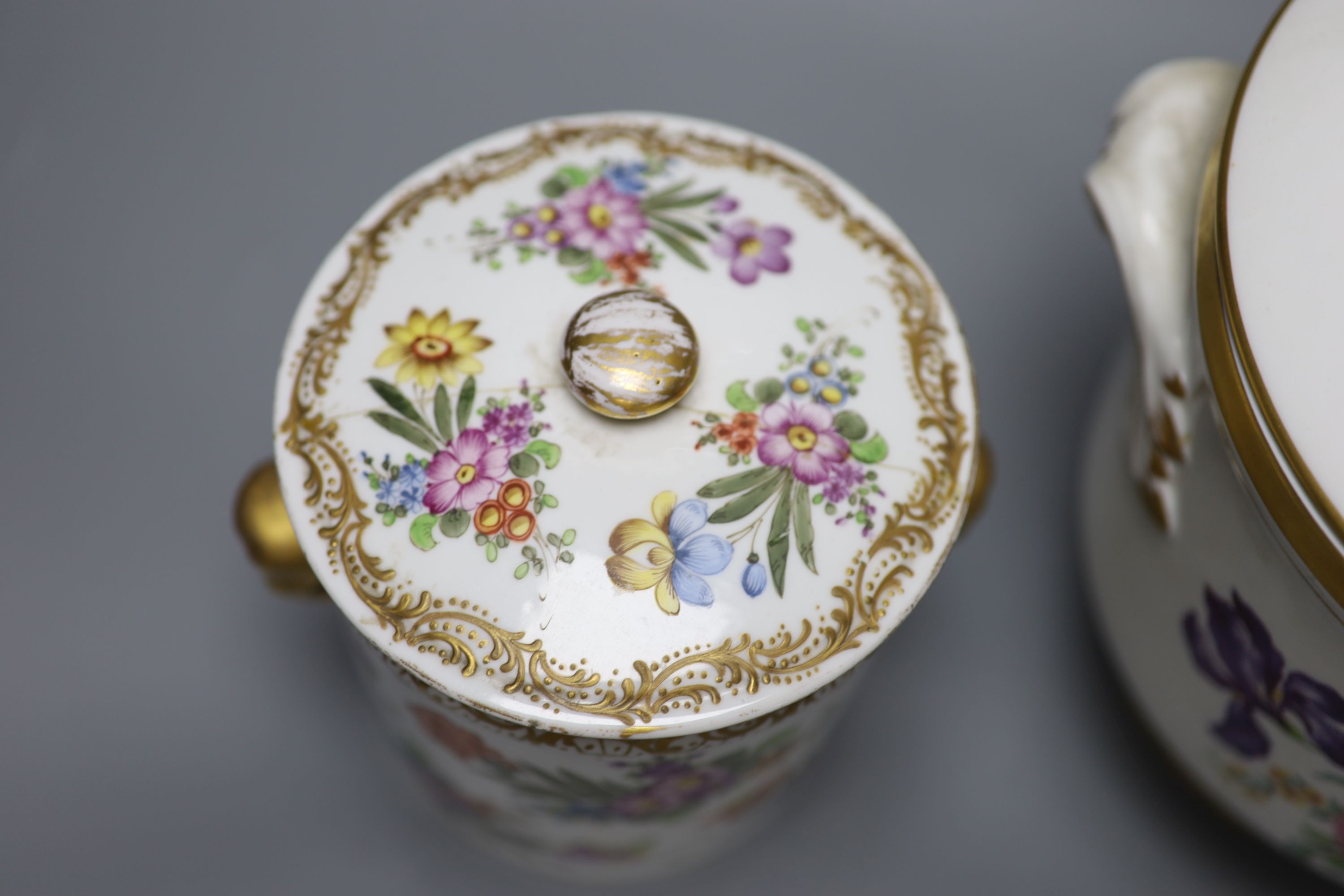 A Continental porcelain cylindrical jar and a Portuguese ice pail, height 23cm